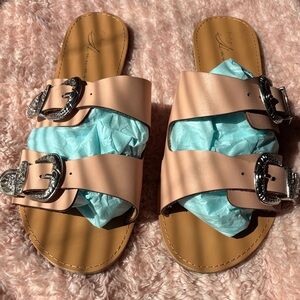 Vintage Havana Blush Pink Double Buckle Slide Sandals